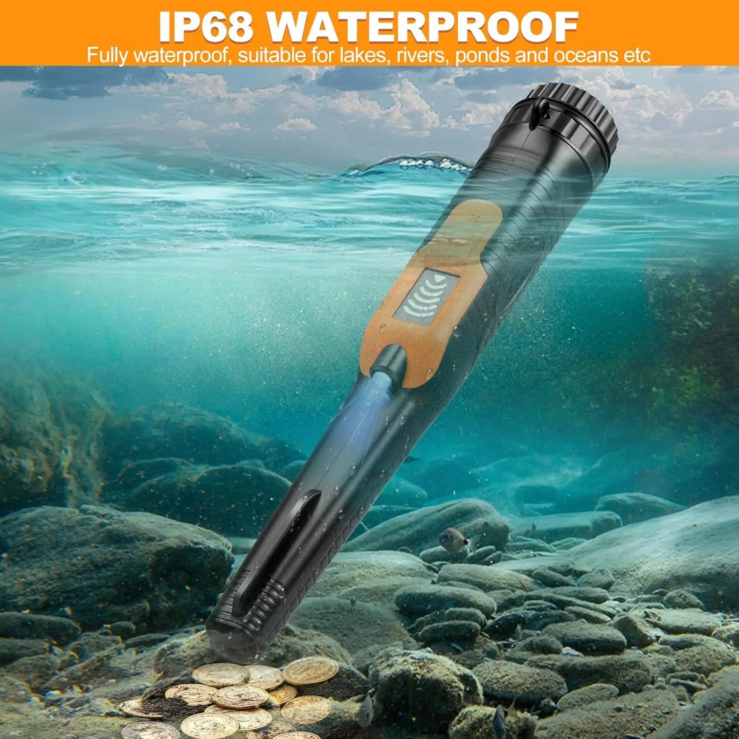 Fully Waterproof LCD Display Handheld Pinpointer Metal Detector with LED Flashlight 3 Alert Mode 360 Degree Searching Small Pin by S And B Enterprise