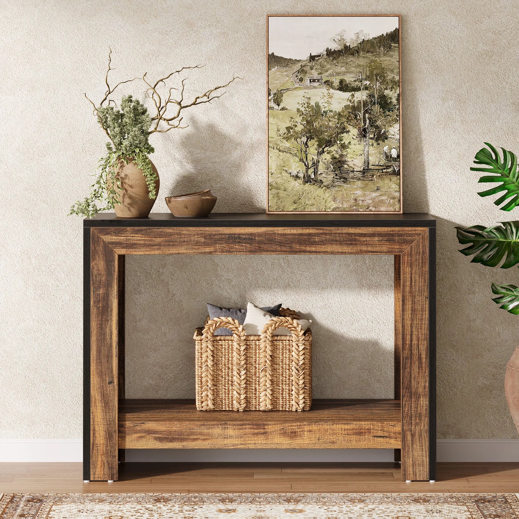 Tribesigns Rustic Wood Console Table With Storage Hallway Easy Assembly by S And B Enterprise