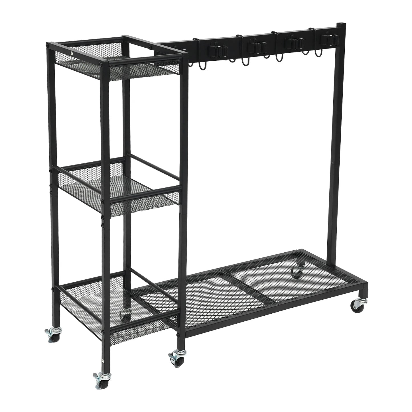 Iron Cleaning Tool Storage Cart On 6 Wheels With Hooks And Shelves by S And B Enterprise