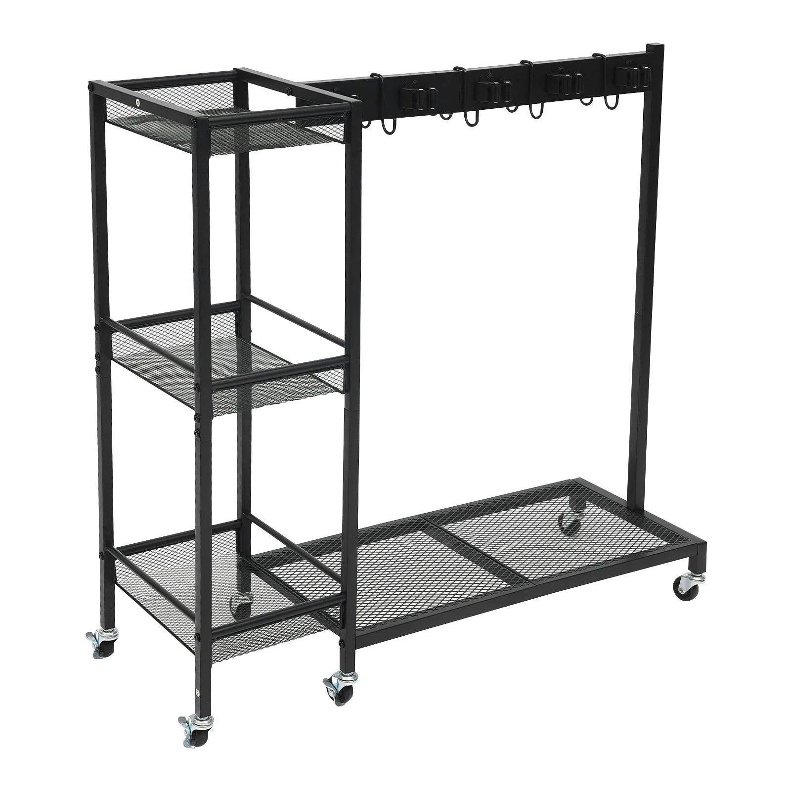 Iron Cleaning Tool Storage Cart On 6 Wheels With Hooks And Shelves by S And B Enterprise