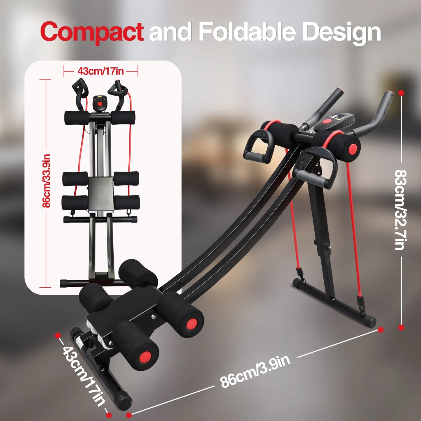 GIKPAL Foldable Ab Machine Ab Workout Equipment for Home Gym,Core & Abdominal Trainer Fitness Equipment Max 440lbs LCD Display by S And B Enterprise