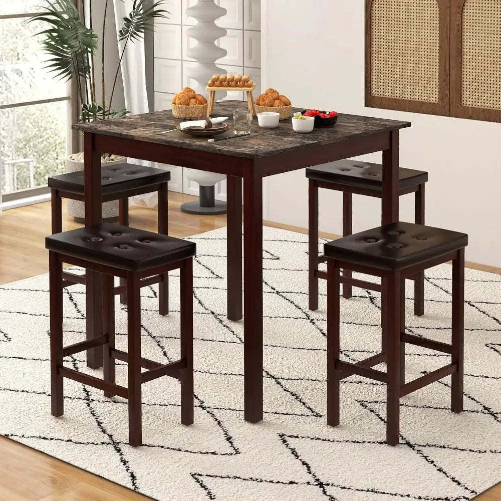 4 Piece Dining Set With Counter Height Table And Stools by S And B Enterprise