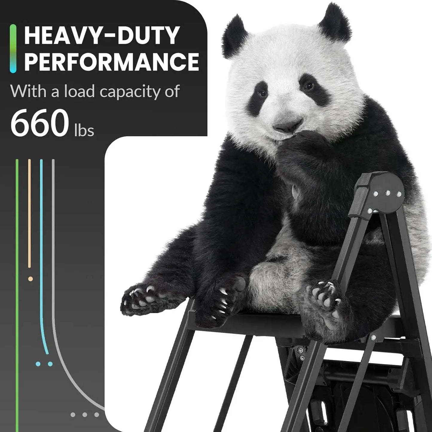 5 Step Ladder with Handrail & Tool Tray, 660 lbs Capacity, Anti-Slip Wide Pedal, Sturdy Steel for Home Kitchen Outdoor by S And B Enterprise
