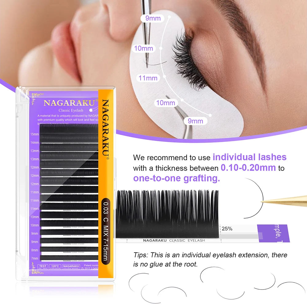 Nagaraku Natural Look False Eyelashes Individual Lashes Salon Quality