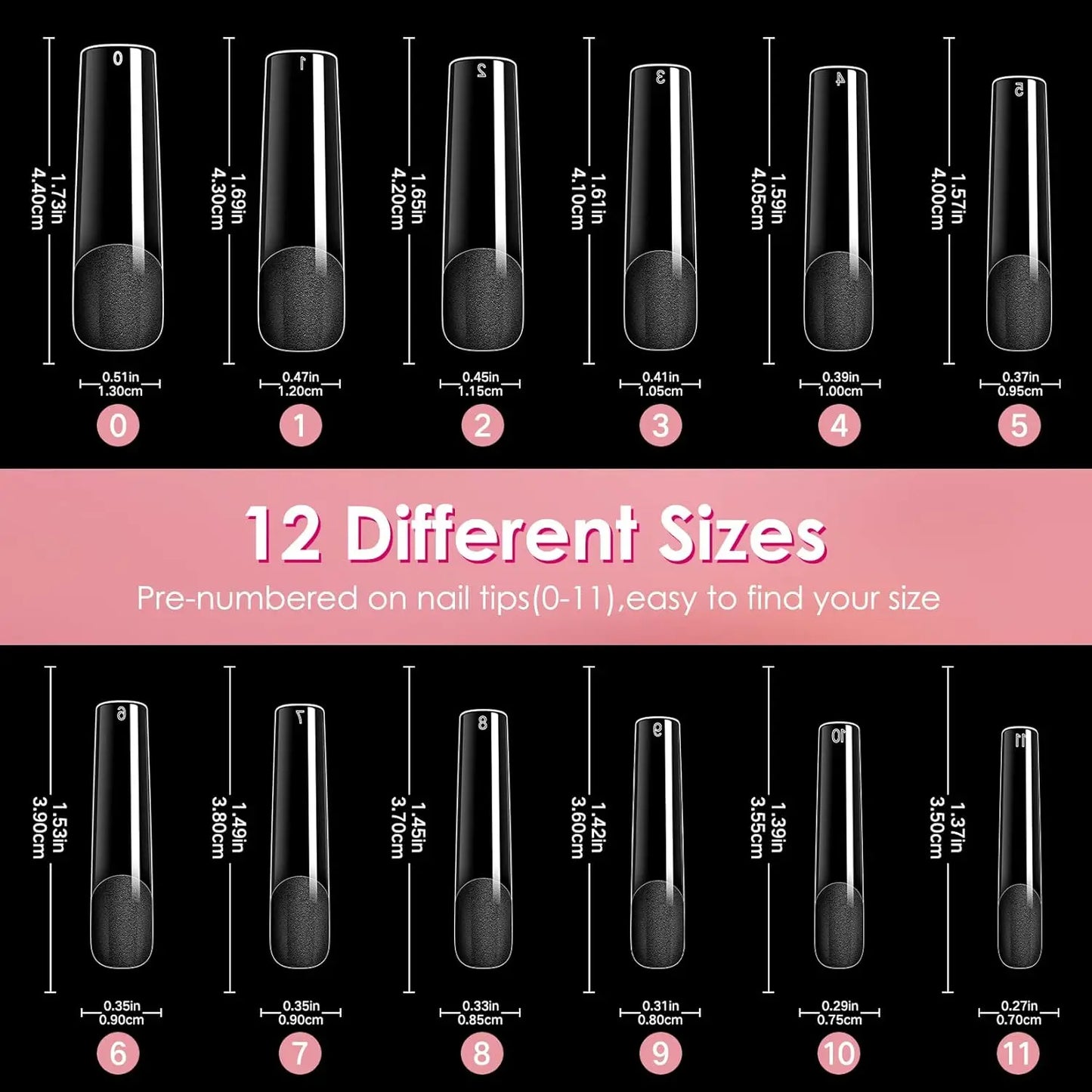 Soft Gel Nail Tips Full Cover 240 Count Acrylic Extensions