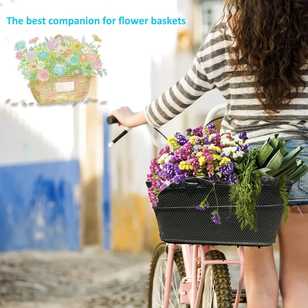 Rear Bike Basket With Easy Install Spider Webbing And Waterproof Tarp Cover by S And B Enterprise