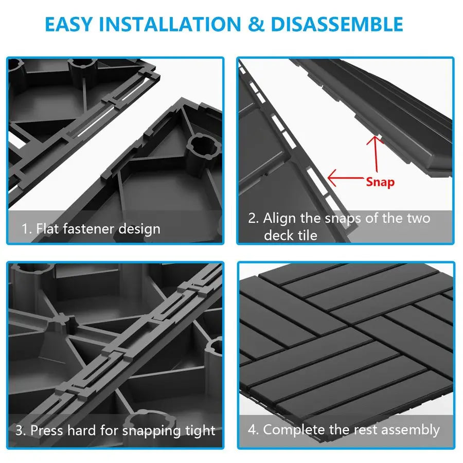 Interlocking Plastic Deck Tiles Patio Waterproof Outdoor Flooring