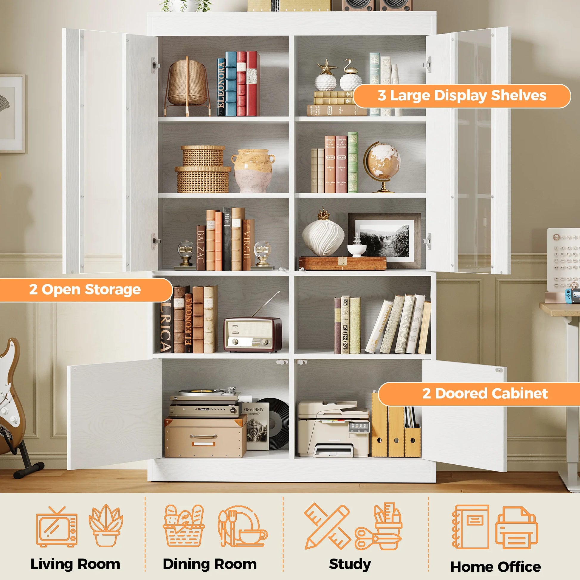 IRONCK Five Tier Bookshelf With Acrylic Doors For Home Office by S And B Enterprise
