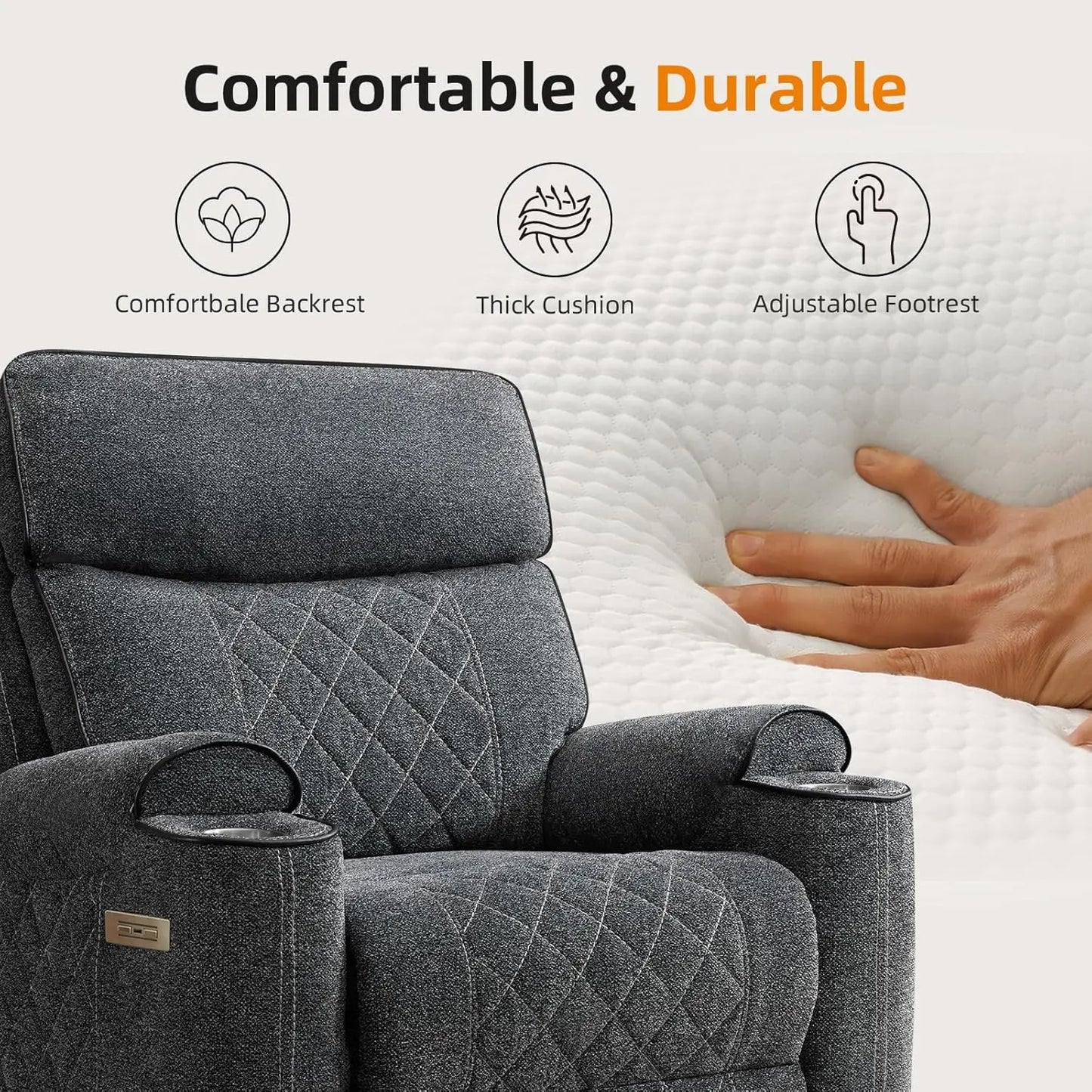 Power Reclining Sofa Set With Cup Holders USB Type C