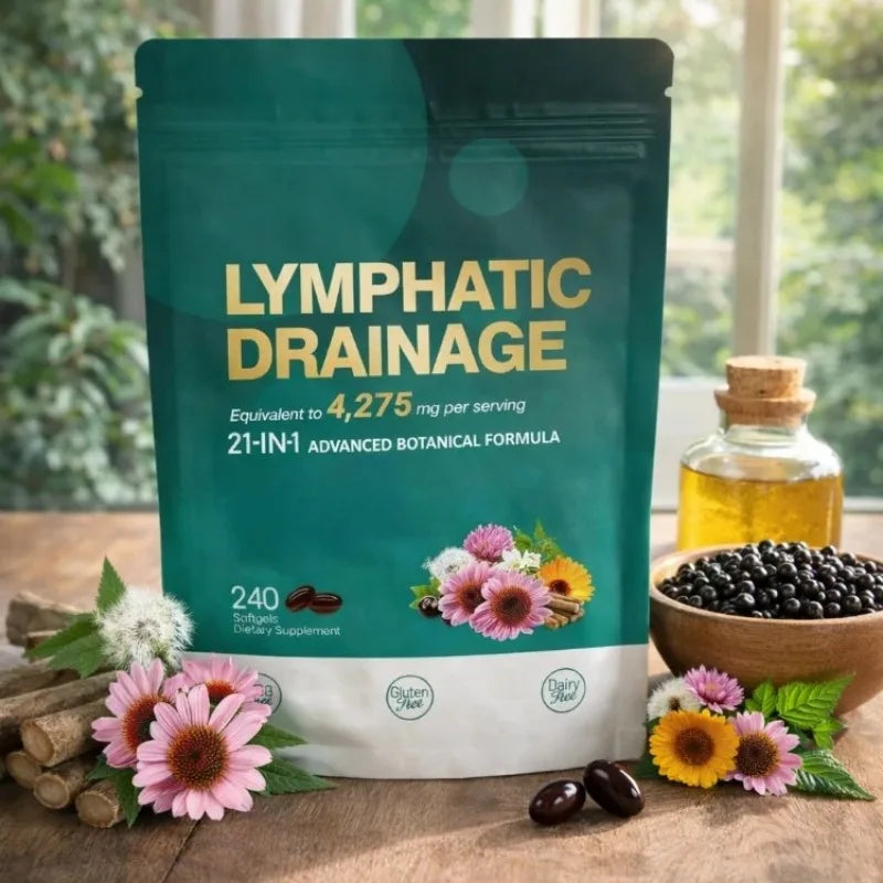 21 in 1 4275mg Lymphatic Drainage Capsules System Support 240 Softgels with Herbal Blend and Dandelion Burdock & Turmeric