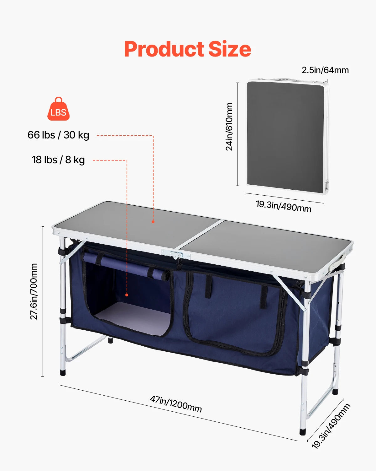 SucceBuy Folding Camping Kitchen Table Aluminum Outdoor Portable Cook Station