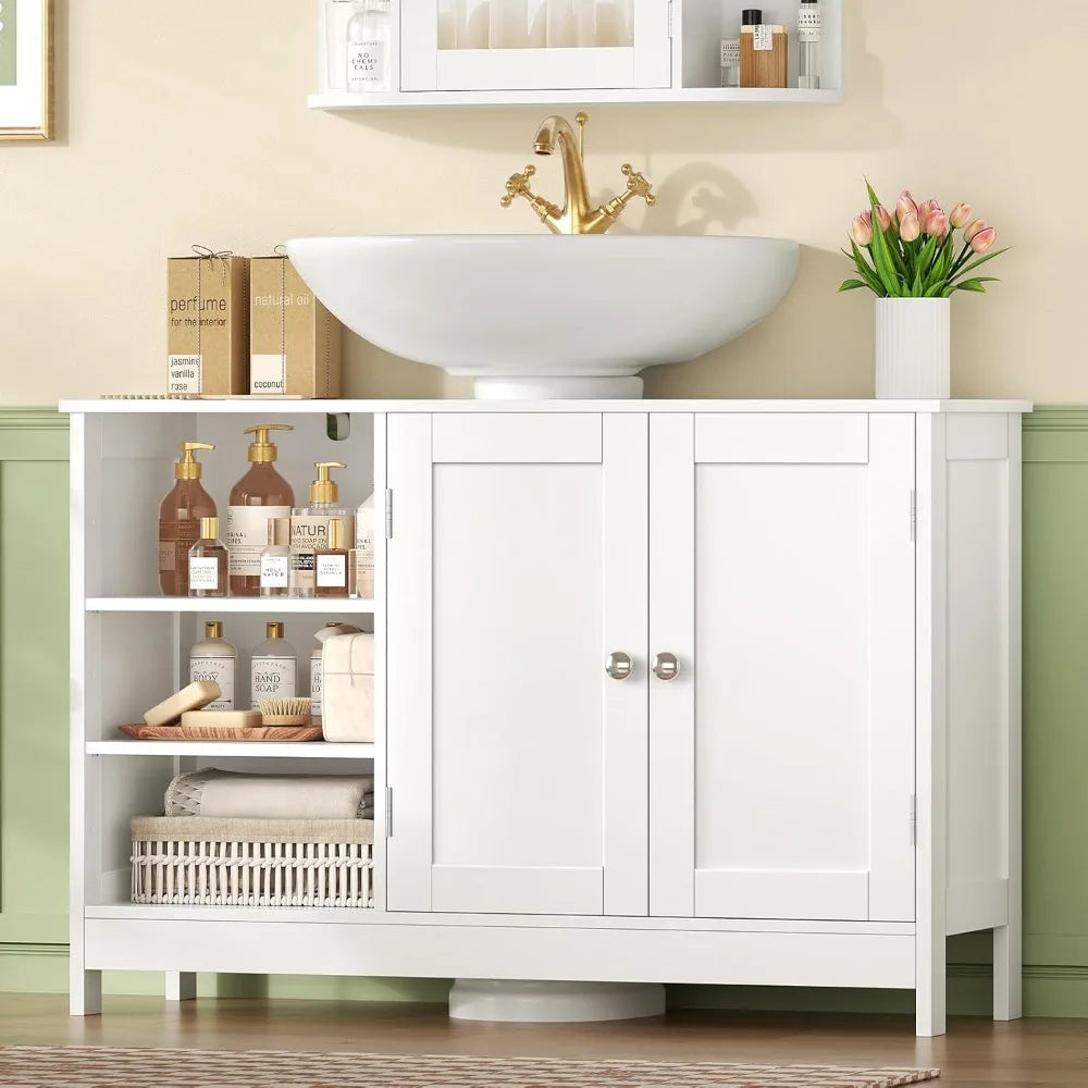 Under Sink Storage Cabinet With 2 Doors And Adjustable Shelves