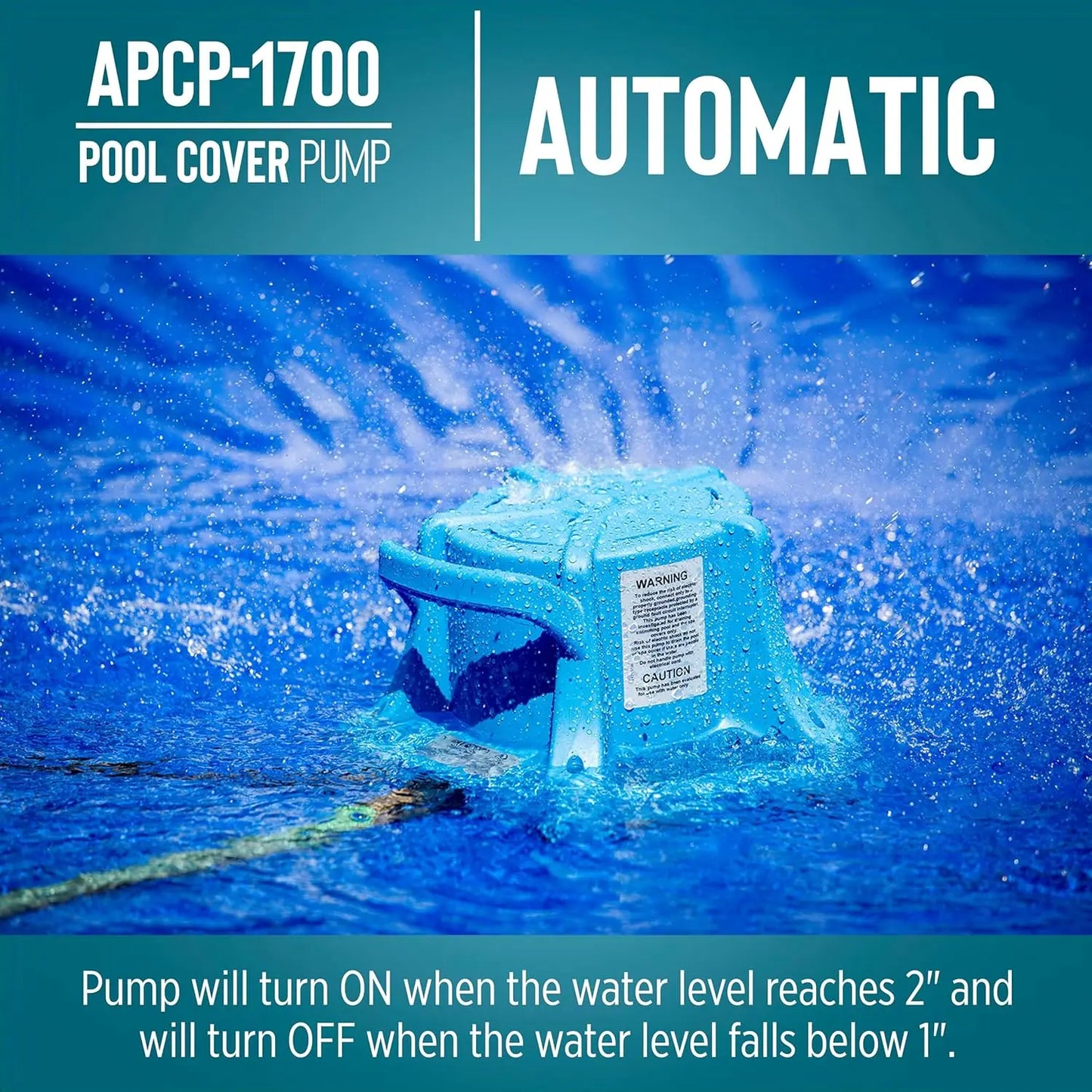 Automatic Submersible Pool Cover Pump 1745 GPH One Third HP