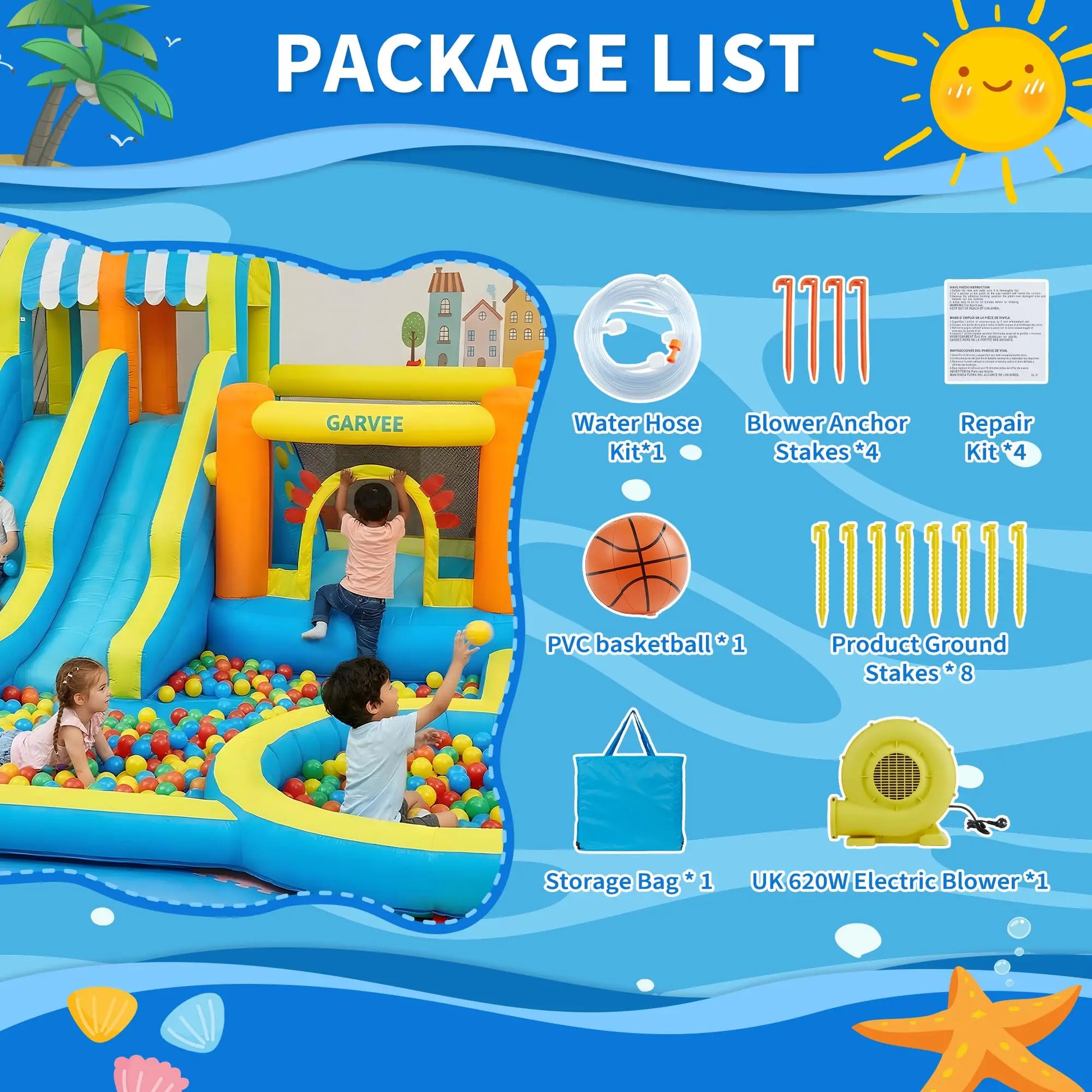 HiMISS Inflatable Water Slide Bounce House 8in1 Backyard by S And B Enterprise