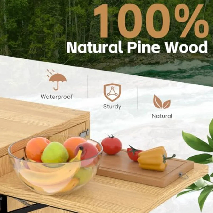 Folding Camping Table With Storage Drawer For SUV Camp Kitchen