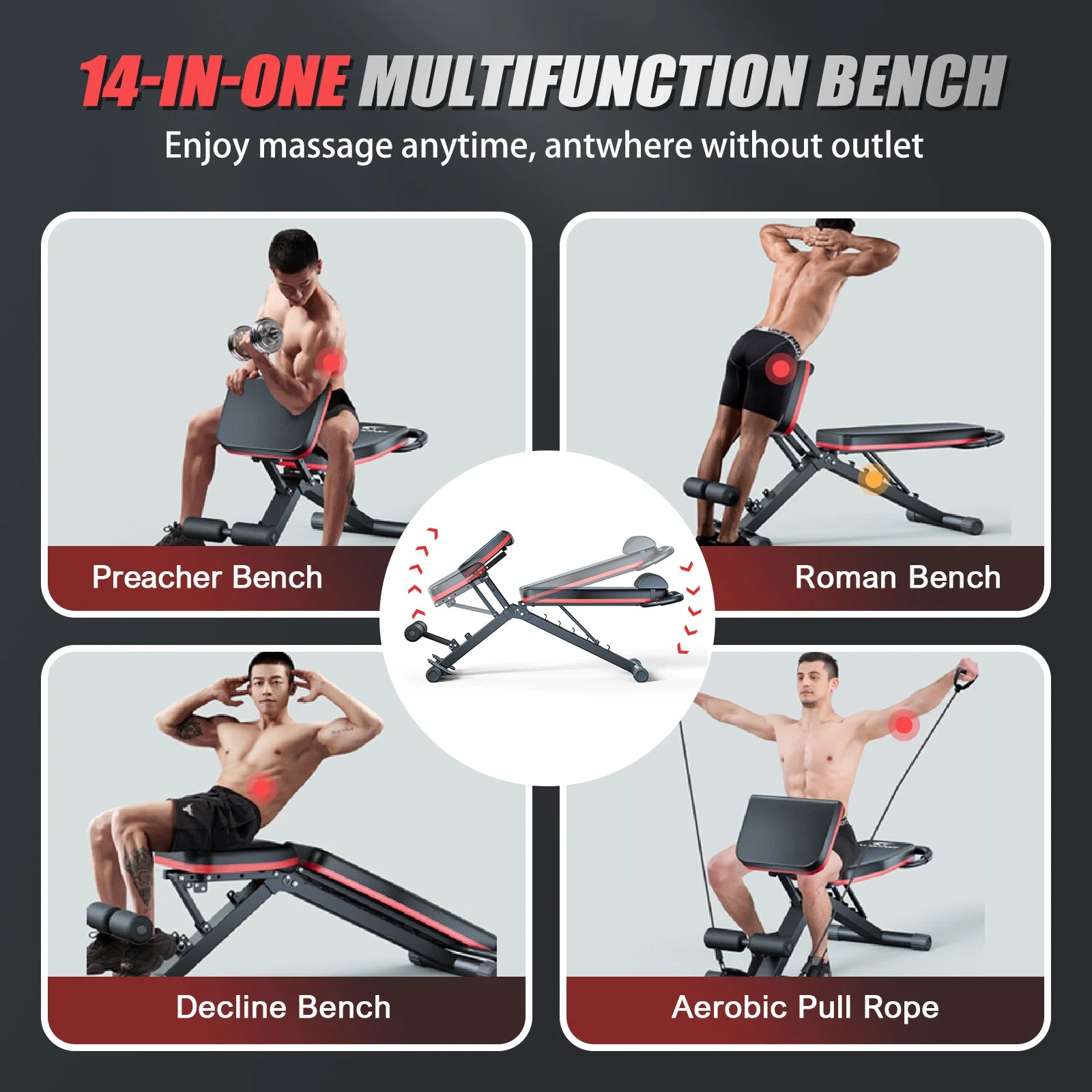 Foldable 14-in-1 Pre-Assembled Dumbbell Bench for Full Body Workout by S And B Enterprise