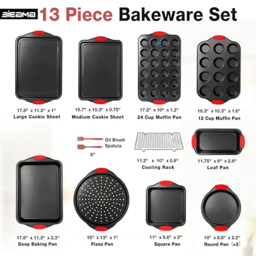13 Piece Nonstick Bakeware Set Carbon Steel Bake Pans by S And B Enterprise