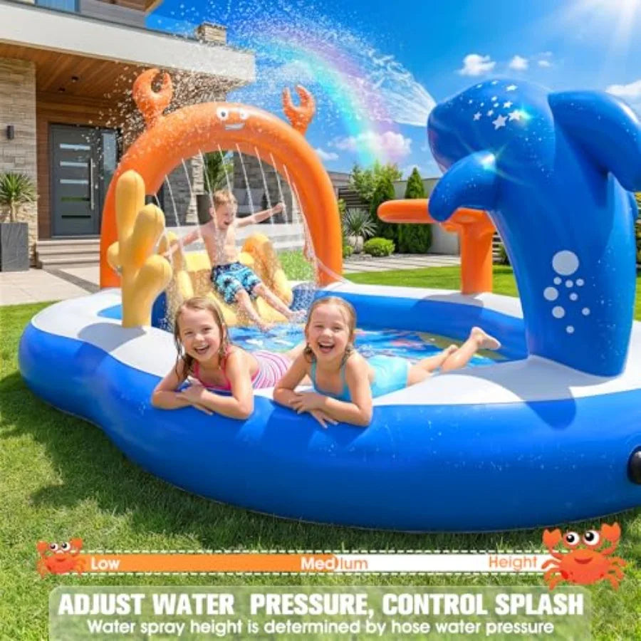 Backyard Inflatable Toddler Pool With Water Slide Sprinkler by S And B Enterprise