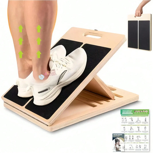 Adjustable Portable Wooden Slant Board For Calf Stretching - 300 Lbs Weight Capacity Foldable Calf Stretcher Board With 4-Level Smart Angles For Leg Exercises Squats Calf Stretching And Physical Therapy Home Fitness Equipment by S And B Enterprise