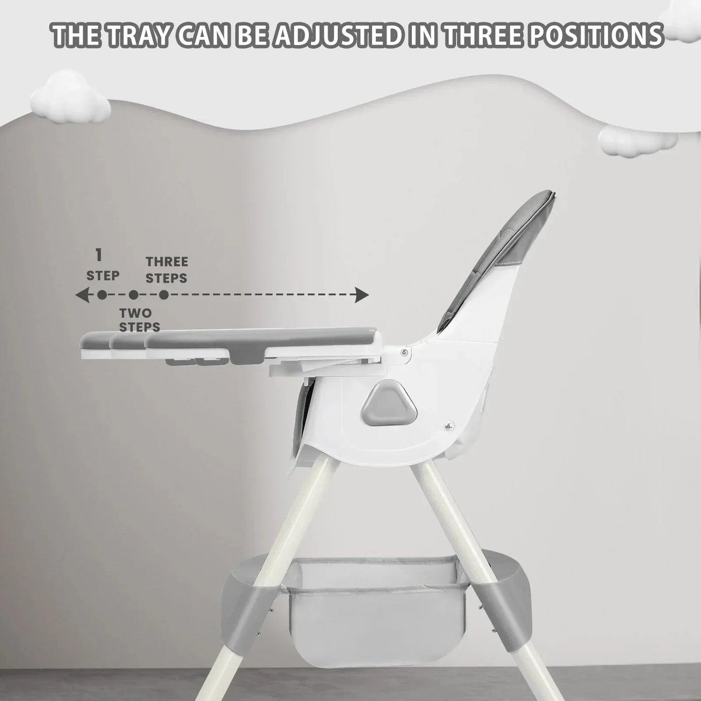 Foldable Baby High Chair 6 Months Plus, with Large Antislip Pad & ToyRack, Easy to Clean Feeding , E500 by S And B Enterprise