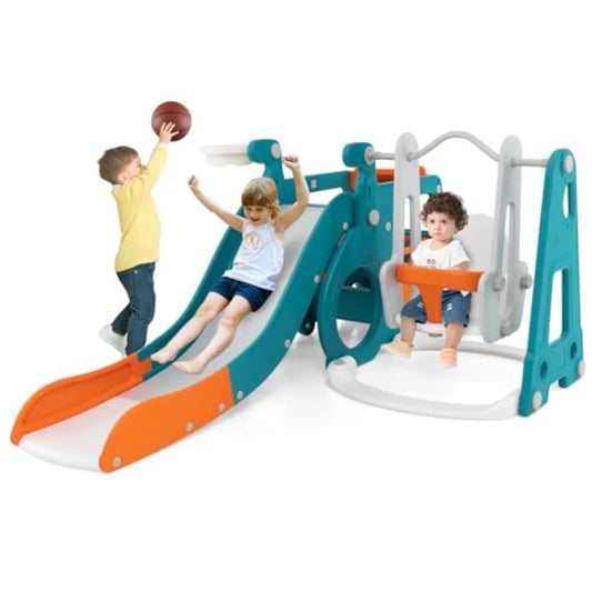 6-In-1 Toddler Slide And Swing Set Play Gym