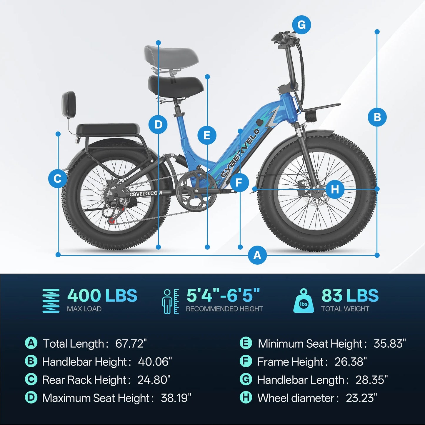 CYBERVELO EK12 1000W Electric Fat Tire Bike With Removable Battery by S And B Enterprise