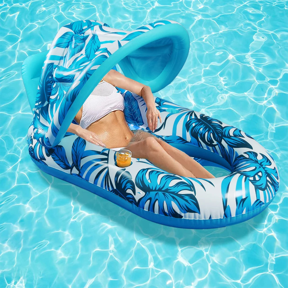 Summer Inflatable Floating Lounger Mattress With Sunshade For Pool by S And B Enterprise