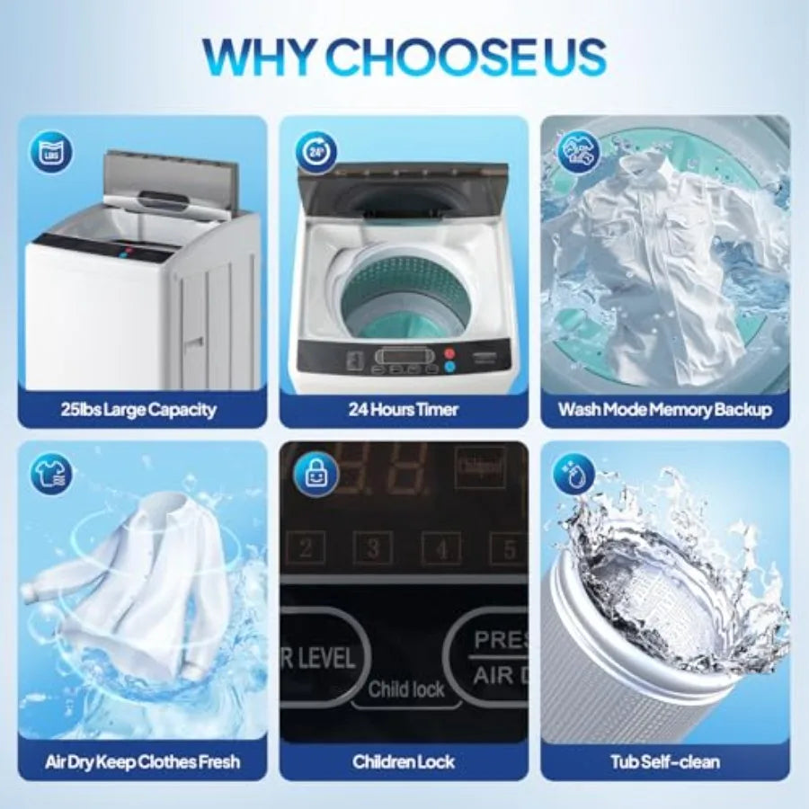Portable 25Lbs Full Automatic Washing Machine With Stainless Steel Drum by S And B Enterprise