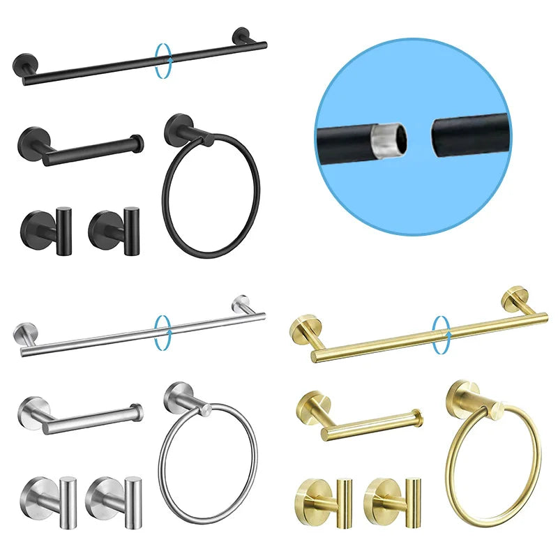 5-Piece Bath Hardware Set Brushed Finish Stainless Steel by S And B Enterprise