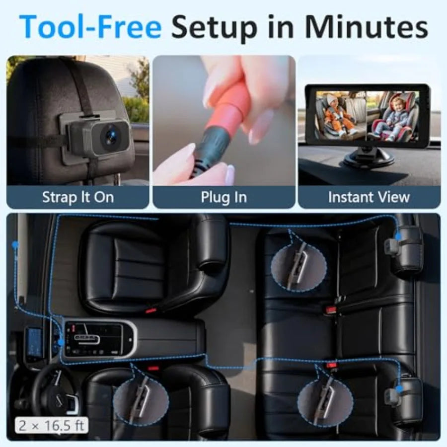Baby Car Camera For Two Kids HD 1080P Dual Monitor by S And B Enterprise