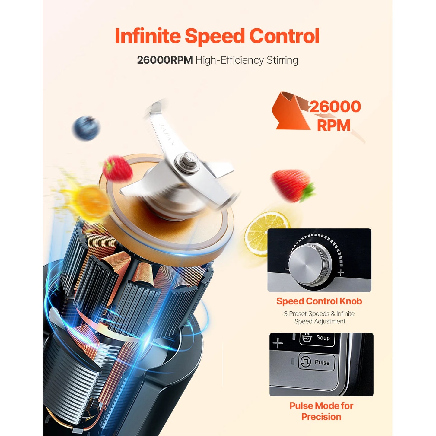 VEVOR 1400W Electric Blender For Smoothies And Food Processing
