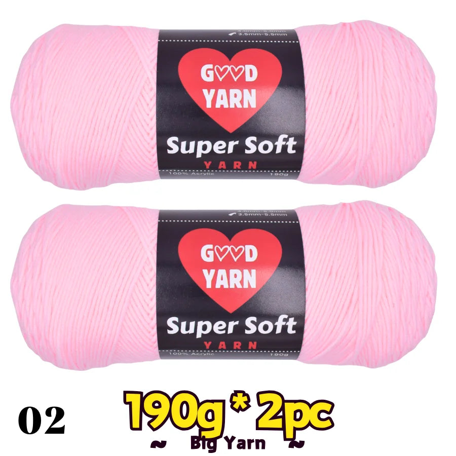 Two pink Good Yarn velvet yarn balls; soft thick yarn for crochet and winter projects