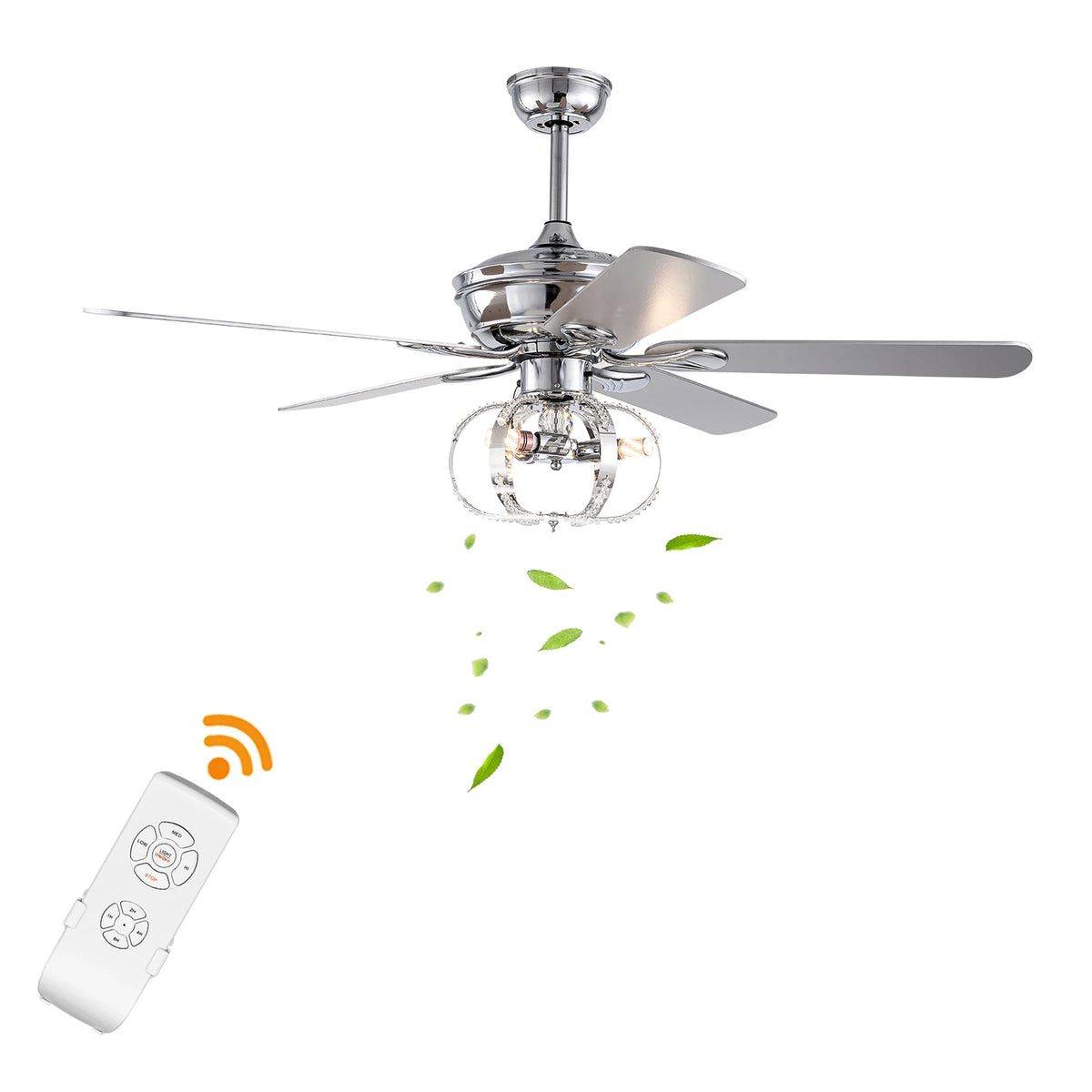 S And B Enterprise 52-inch chrome ceiling fan with light kit and remote control