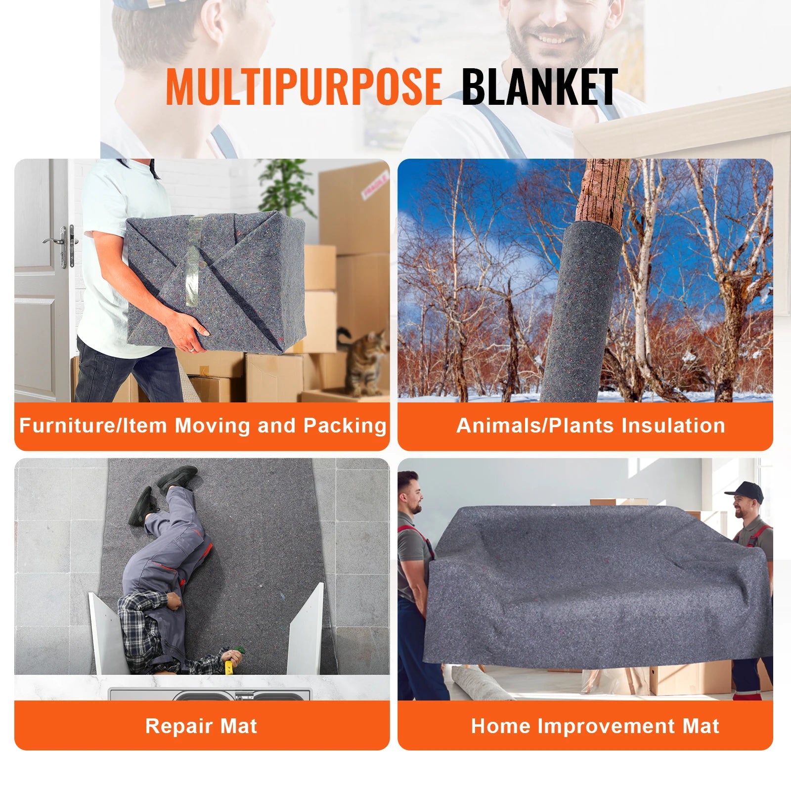 SucceBuy 12/24Packs Moving Blanket Recycled Cotton Heavy Duty Packing Shipping Mover Pads for Protect Furniture Floor Appliances by S And B Enterprise