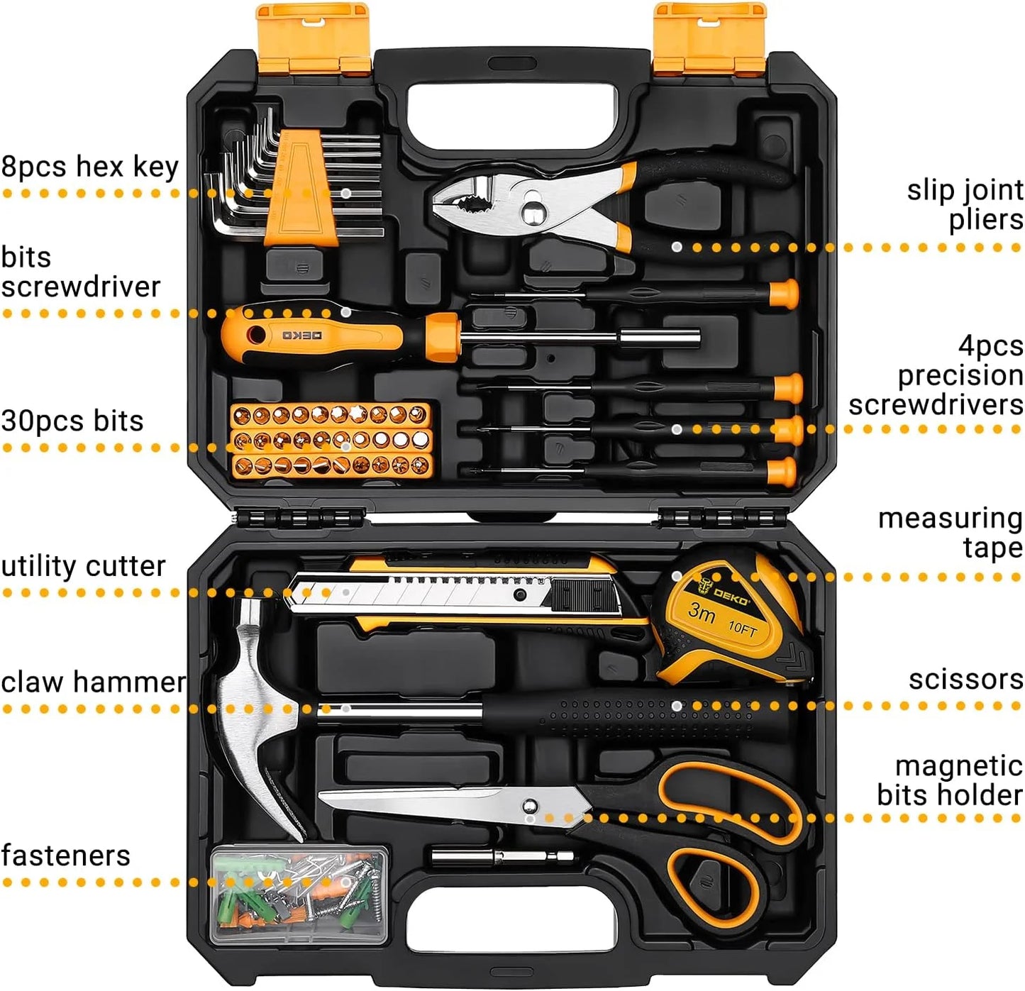 DEKODIY General Household Tool Kit With Plastic Toolbox