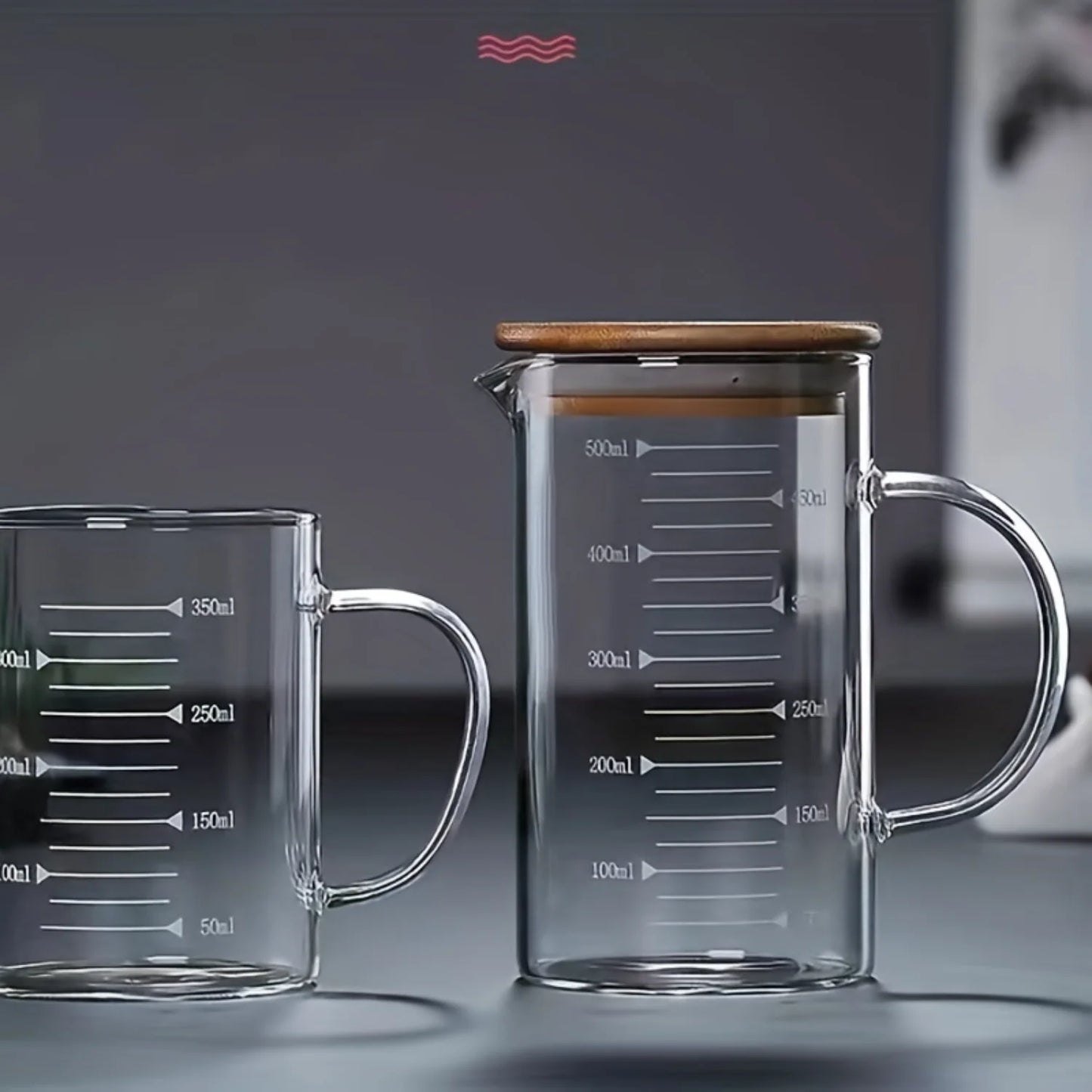 Glass Measuring Cup Jug With Lid And Insulated Handle
