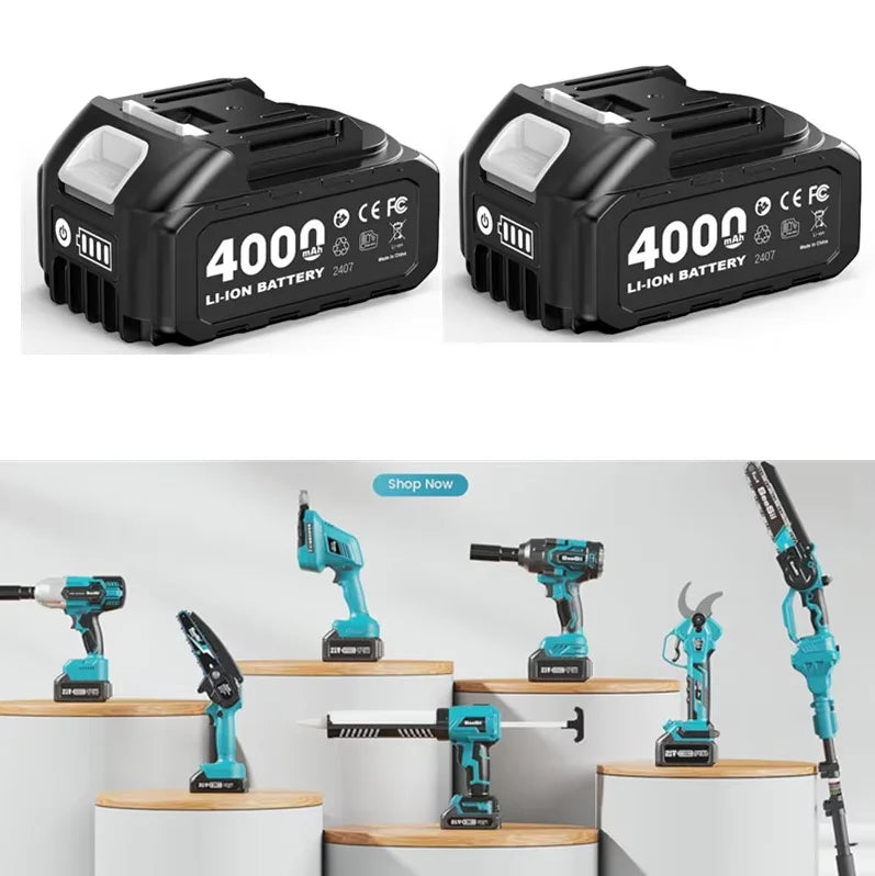 Seesii 3-in-1 cordless tool kit with 2x4000mAh Li-ion batteries featuring rotary hammer drill, impact wrench and angle grinder in turquoise