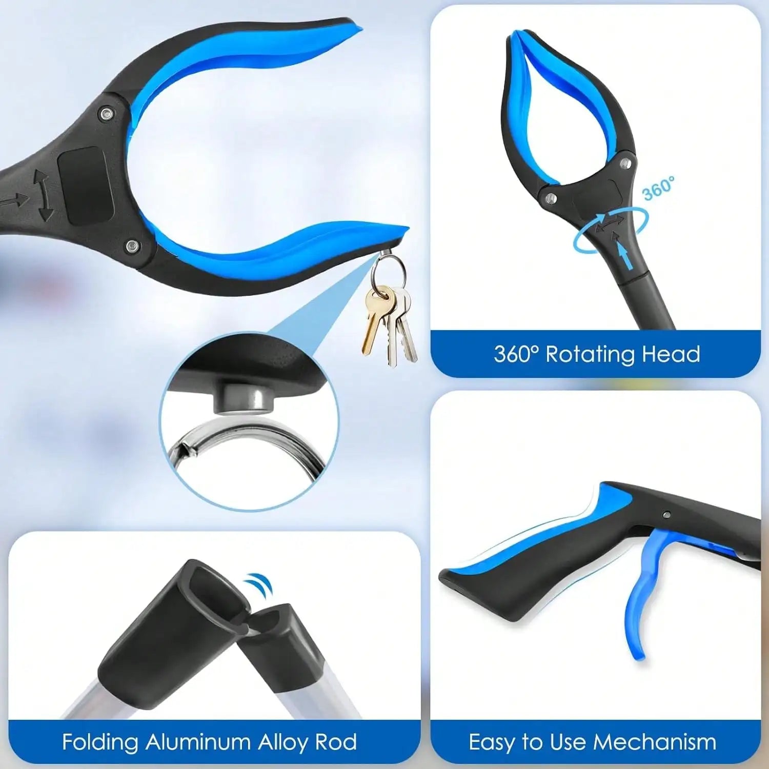 Foldable Grabber Reacher Tool Heavy Duty Rotating Jaw For Seniors by S And B Enterprise