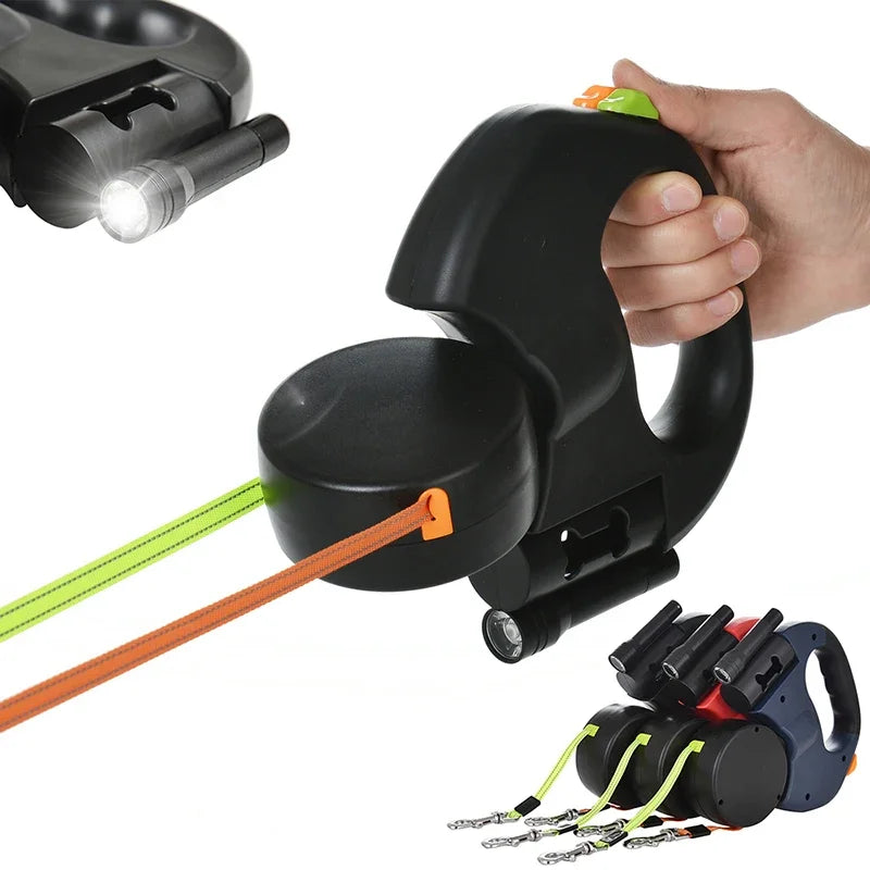 NONECN Auto Retractable Double-Ended Dog Leash With LED Flashlight