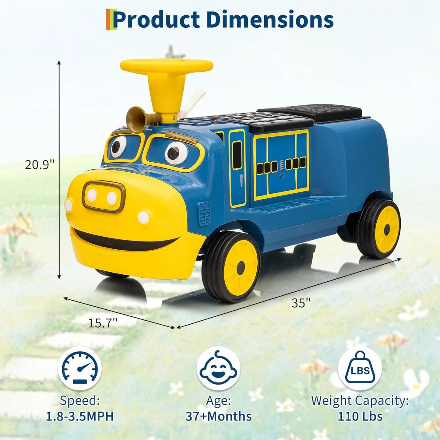 Trackless Two Seater Ride On Train For Kids 12V Vehicle
