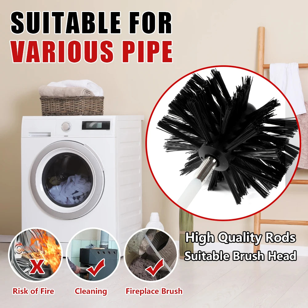 Dryer Vent Cleaning Kit With Flexible Rods And Chimney Brush by S And B Enterprise