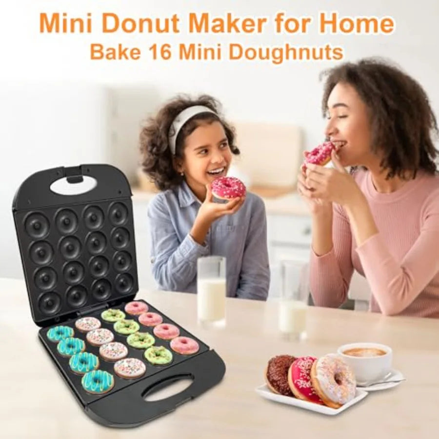 Mini Donut Maker 16-Hole Electric With Non-Stick Surface