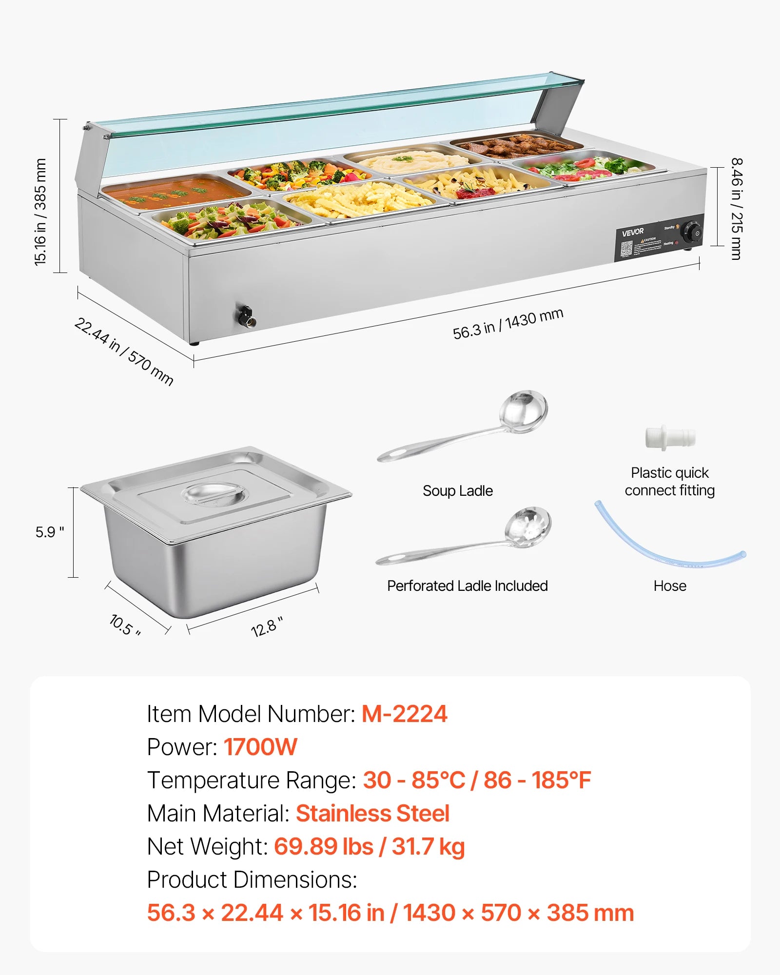 SucceBuy Commercial Food Warmer Stainless Steel Buffet With Glass Cover by S And B Enterprise