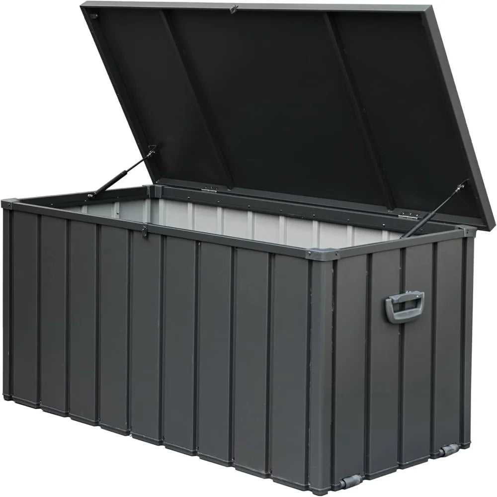 100 Gallon Waterproof Outdoor Storage Deck Box Lockable Large Patio Bin for Garden Tools Cushions Throw Pillows Dark Gray by S And B Enterprise