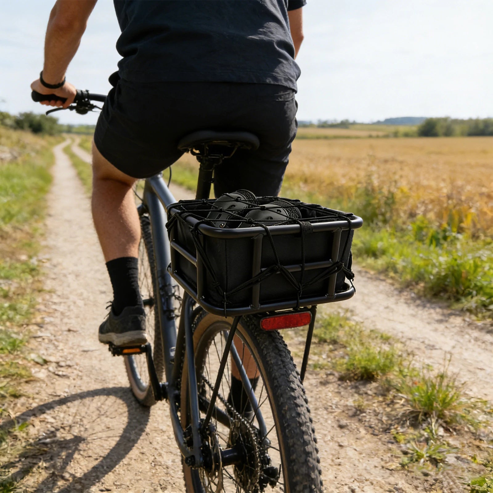 42x32x15cm/32.5x28.5x15cm Bicycle Basket Rear Bike Basket with Luggage Net and Basket Inner Liner 27kg/60 lbs Load-bearing Capacity by S And B Enterprise