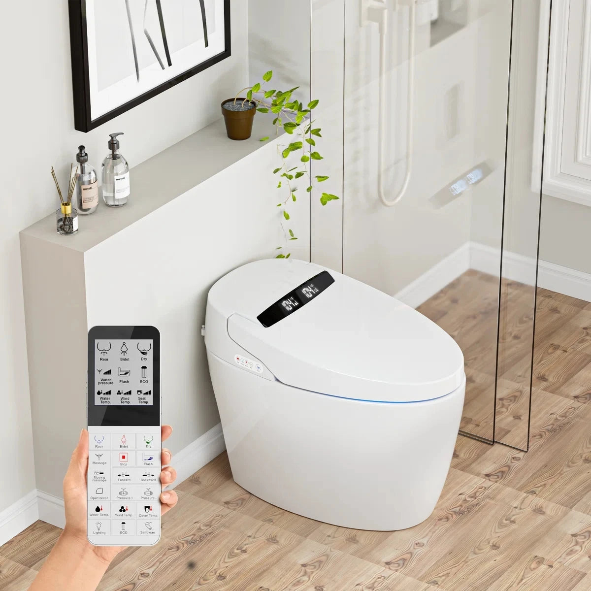 Smart Toilet With Tankless Bidet Wash And Auto Open Lid Dual Flush by S And B Enterprise