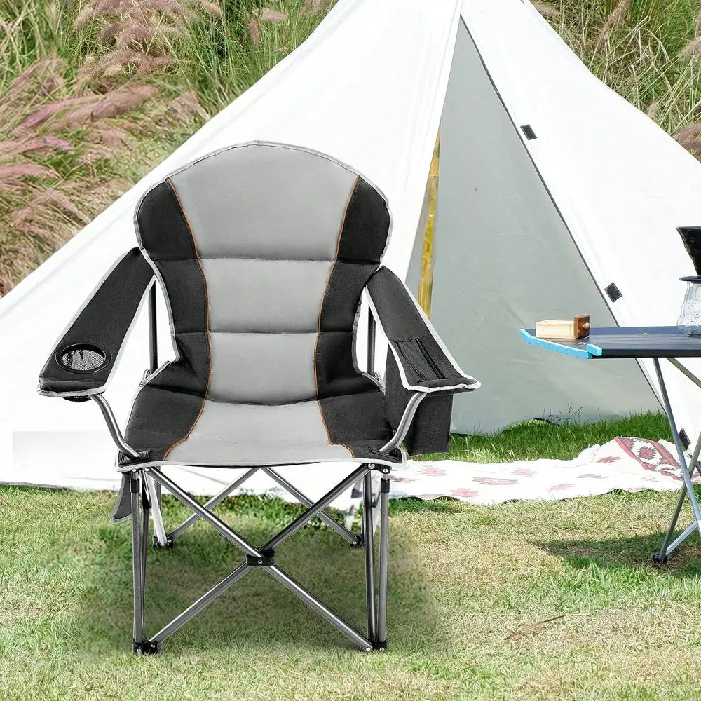 Heavy Duty Camping Chair With Cup Holder And Cooler Bag