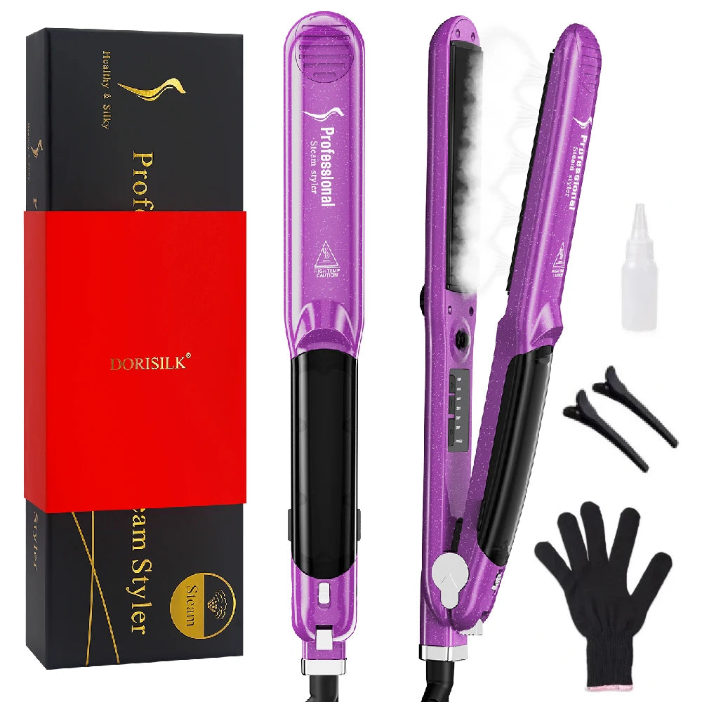 RUCHA Steam Hair Straightener With Ceramic Plate For Salon Use