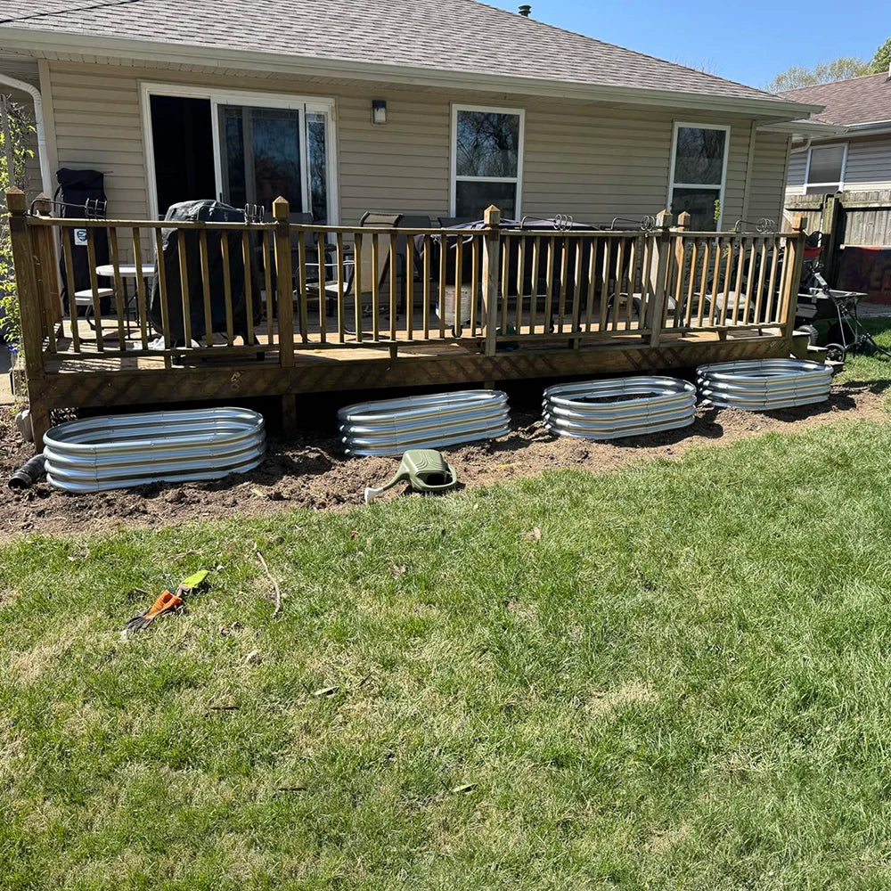 Tramull 4 Pack Raised Garden Bed Kit Galvanized Metal Planters