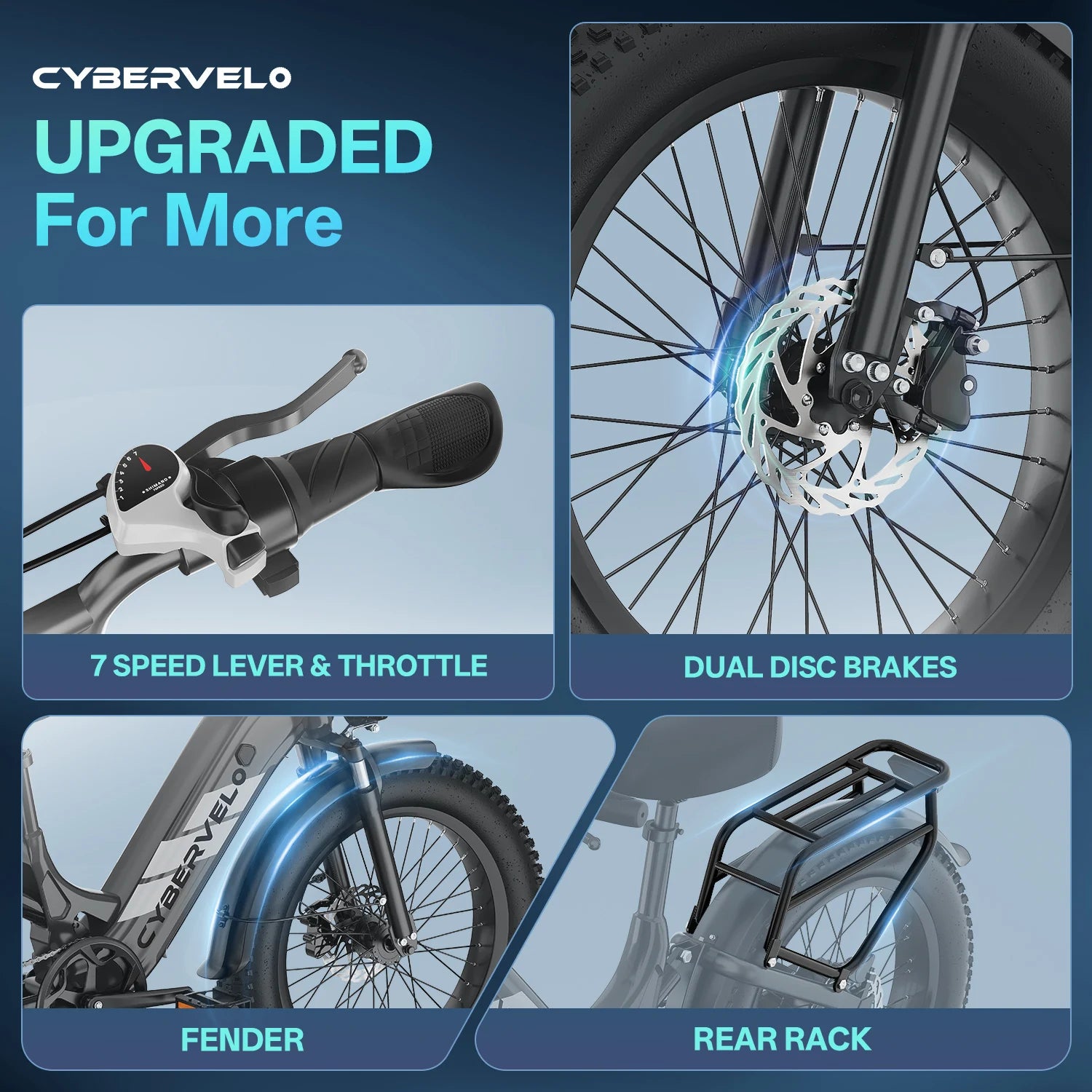 CYBERVELO EK12 1000W Electric Fat Tire Bike With Removable Battery by S And B Enterprise